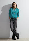 Cecil Jacquard Drawstring Sweatshirt, Frosted Aqua Blue