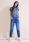 Street One Material Mix Print Top, Intense Aqua