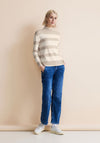 Street One High Neck Stripe Knit Sweater, Lucid White