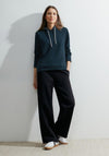 Cecil Jacquard Drawstring Sweatshirt, Strong Petrol Blue