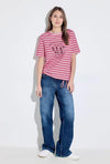 Cecil Mix Striped Drawstring Hem, Pink Sorbet