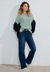 Cecil Stripe Structure Top, Raw Green