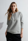 Cecil Jacquard Drawstring Sweatshirt, Mineral Gray Melange
