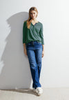 Cecil Two Tone Tunic Top, Celery Green