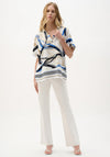 Joseph Ribkoff Abstract Print Oversized Shirt, White Multi