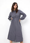 Soyaconcept Milly Drawstring Waist Midi Shirt Dress, Grey