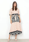 Soyaconcept Dinna Tie Waist Print Midi Dress, Coral