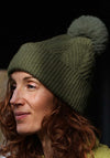 Peace Of Mind Charlotte Herringbone Bobble Beanie, Green