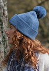 Peace Of Mind Charlotte Herringbone Bobble Beanie, Blue