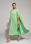 Moskada Mimosa Cape Sleeve Midi Dress, Green