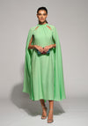 Moskada Mimosa Cape Sleeve Midi Dress, Green