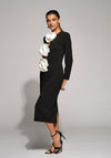 Moskada Carmen Contrast Corsage Placket Midi Dress, Black
