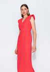 Kameya V-Neckline Midi Pencil Dress, Red