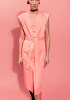 Kameya Volume Shoulder Midi Dress, Peach