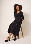 White Stuff Megan Embroidered Jersey Midi Dress, Black