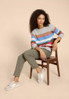 White Stuff Olive Stripe Knitted Jumper, Grey Multi