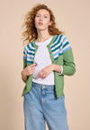White Stuff Lulu Striped Knit Cardigan, Green Multi