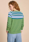 White Stuff Lulu Striped Knit Cardigan, Green Multi