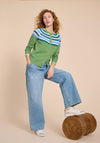 White Stuff Lulu Striped Knit Cardigan, Green Multi