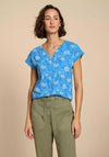 White Stuff Nelly Notch Neck Cotton Print Top, Blue