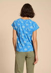 White Stuff Nelly Notch Neck Cotton Print Top, Blue