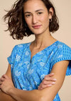 White Stuff Nelly Notch Neck Cotton Print Top, Blue