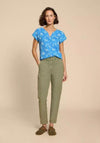 White Stuff Nelly Notch Neck Cotton Print Top, Blue