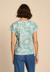 White Stuff Nelly Notch Neck Cotton Print Top, Teal