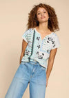 White Stuff Nelly Notch Neck Cotton Print Top, White