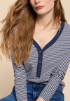 White Stuff Flora Henley V-Neck Top, Ivory Multi