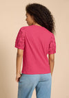 White Stuff Bella Broderie Mix Top, Mid Pink