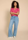 White Stuff Bella Broderie Mix Top, Mid Pink