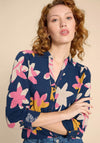 White stuff Annie Jersey Flower Print Shirt, Navy Print