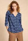 White Stuff Rae Organic Print Top, Blue