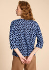 White Stuff Rae Organic Print Top, Blue