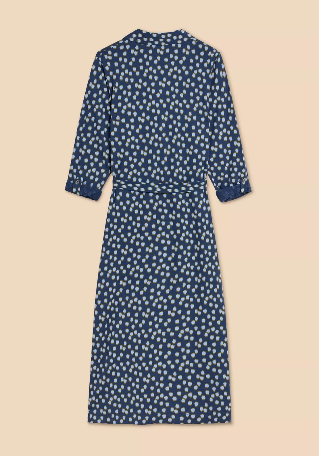 White Stuff Annie Jersey Midi Shirt Dress, Navy Print