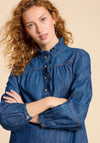 White Stuff Maisie Frill Detail Mini Denim Dress, Mid Denim