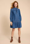 White Stuff Maisie Frill Detail Mini Denim Dress, Mid Denim