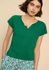 White Stuff Nelly Notch Neck Cotton Top, Mid Green