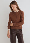 Yerse Nora Contrast Wool Blend Cardigan, Brown