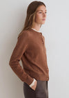 Yerse Nora Contrast Wool Blend Cardigan, Brown