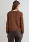 Yerse Nora Contrast Wool Blend Cardigan, Brown