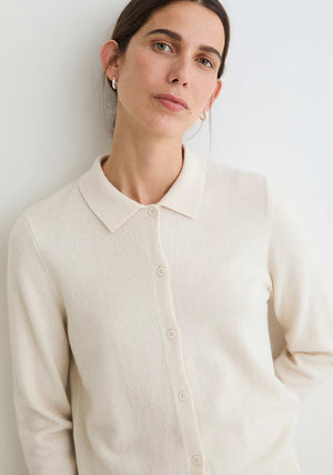 YERSE Fine Knit Button Up Cardigan, Cream
