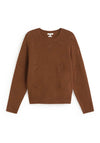 YERSE Fine Knit Floral Embroidered Sweater, Tan