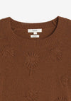 YERSE Fine Knit Floral Embroidered Sweater, Tan