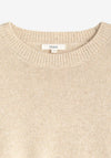 YERSE Fine Knit Tie Detail Round Neck Sweater, Cream