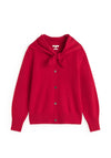 YERSE Fine Knit Tie Detail V-Neck Cardigan, Red
