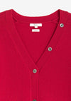 YERSE Fine Knit Tie Detail V-Neck Cardigan, Red