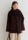 YERSE Wool Blend Scarf Detail Short Trench Coat, Brown