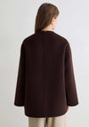 YERSE Wool Blend Scarf Detail Short Trench Coat, Brown
